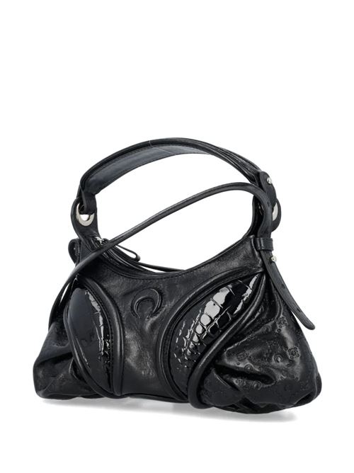 Black leather woman bag Marine Serre | WBA006CLEA0004BK99